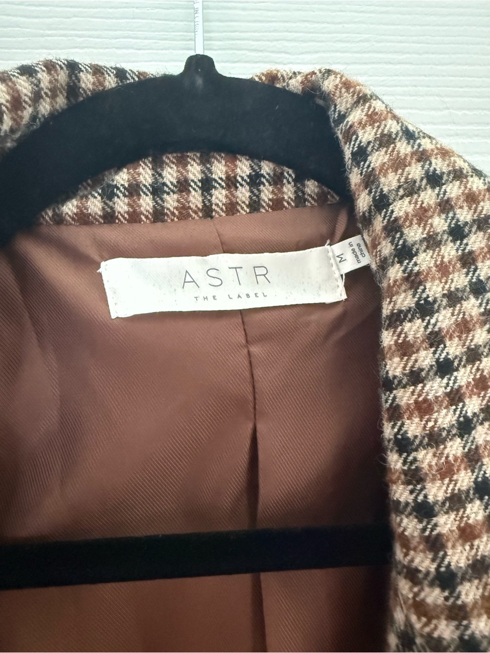 Astr The Label Plaid Wool Blend Coat in Brown and Black (Like New) - Picture 2 of 3